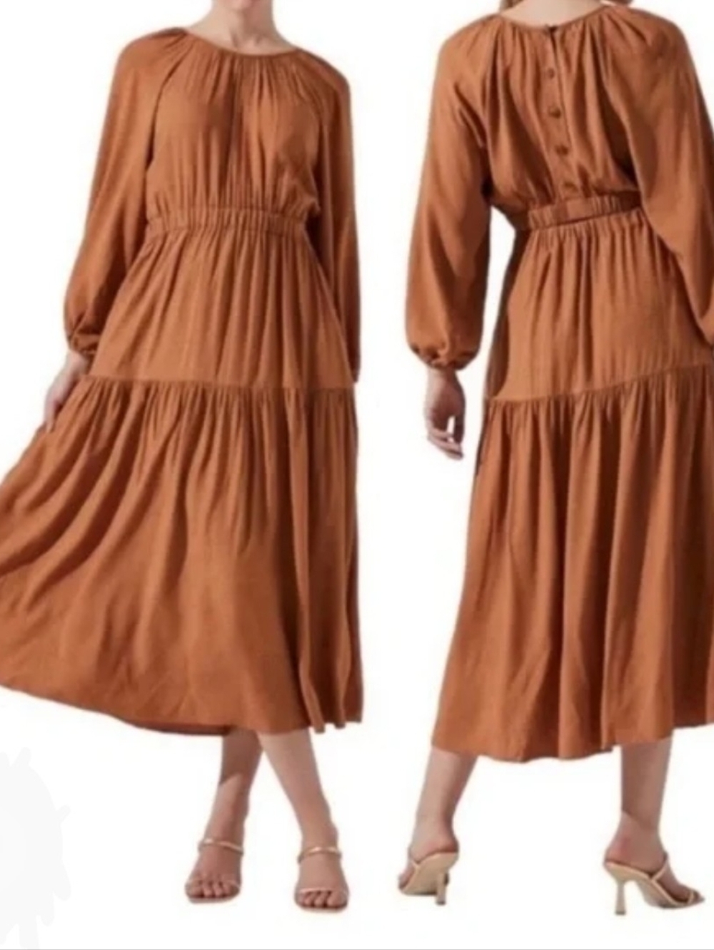 ASTR The Label Rust Brown Floral Textured Dress Size L